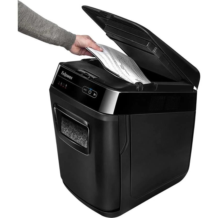 Fellowes AutoMax™ 200M Commercial Shredder – Automatic Feed, Cross-Cut, 10-Sheet Manual/200-Sheet Auto, Ultra-Quiet, Energy-Efficient for Office Use Fellowes AutoMax™ 200M Commercial Shredder – Automatic Feed, Cross-Cut, 10-Sheet Manual/200-Sheet Auto, Ultra-Quiet, Energy-Efficient for Office Use